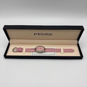 Pedre Watch 038080896 052 MOP Dial Leather Strap Womens NEW OS Pink Silver‎